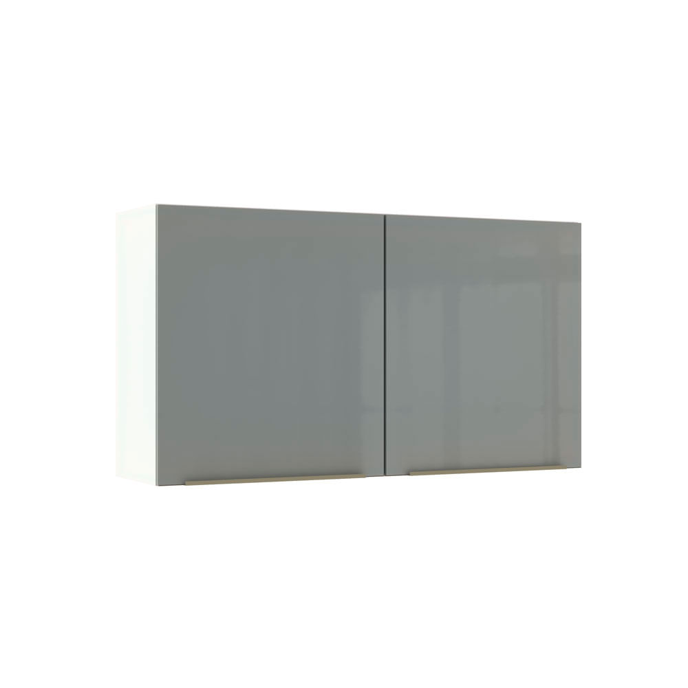 Image of Armário Aéreo Madesa Lux 120 cm 2 Portas Branco/Cinza